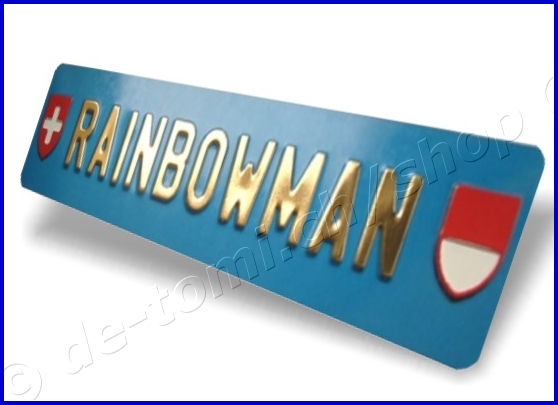 Autoschild hinten Blau 110x500 mm "Text Farbe Gold & Chr. 55mm"