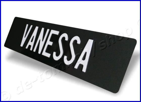 Plaque arrire noire 110x500 mm "texte blanc 70mm"