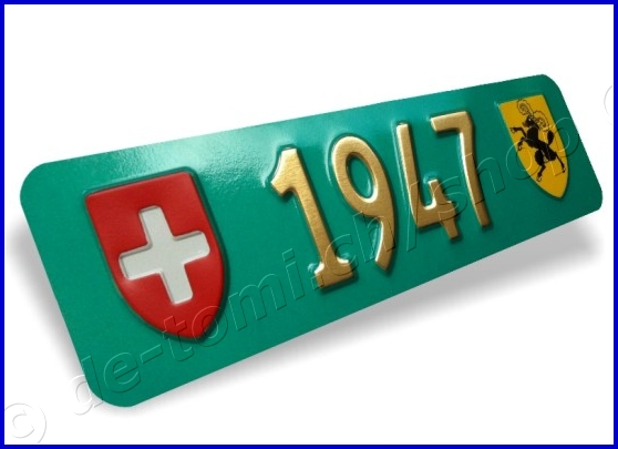 Autoschild vorne Grn 80x300 mm "Text Gold & Chrom mit WAPPEN"