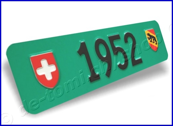 Autoschild vorne Grn 80x300 mm "Text Schwarz mit Wappen"