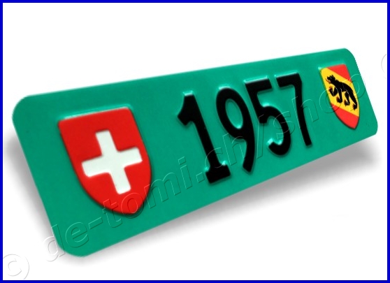 Autoschild vorne Grn 80x300 mm "Text Schwarz mit WAPPEN"