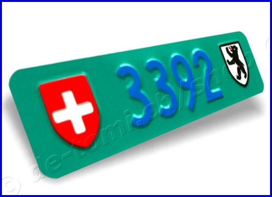 Autoschild vorne Grn 80x300 mm "Text in Farbe mit WAPPEN"