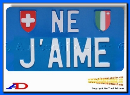 Plaque arrire bleue 160x300 mm "texte couleur 55/70mm"