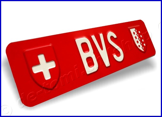 Autoschild vorne Rot 80x300 mm "Text in Farbe mit WAPPEN"