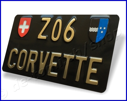 Plaque arrire noire 160x300 mm "or chrome 55/55mm" SPE.