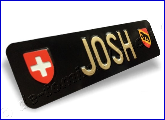 Autoschild vorne Schwarz 80x300 mm "Text Gold & Chrom mit Wappen