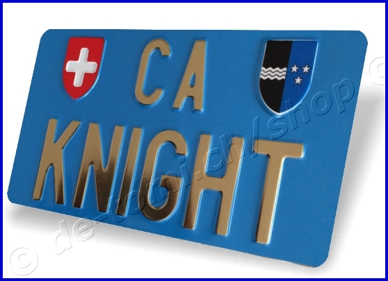 Plaque arrire bleue 160x300 mm "or chrome 55/70mm"