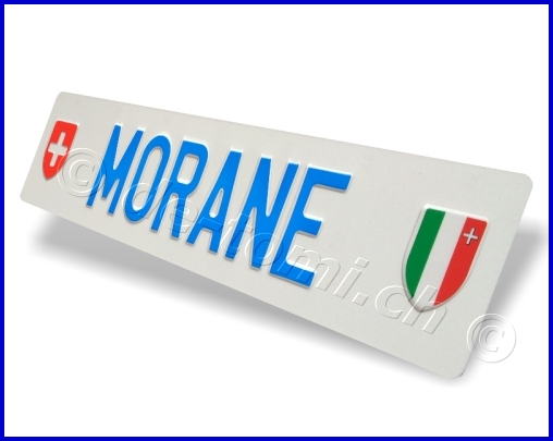 -Plaque arrire blanche 110x500 mm "texte en couleur 70mm"