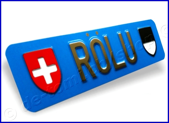 Plaque avant bleue 80x300 mm "texte or & chrome avec ECUSSONS"