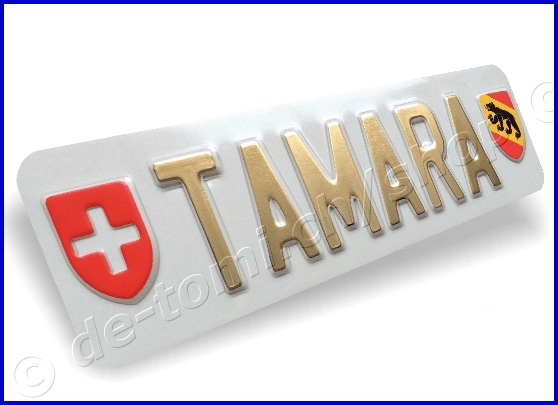 -Plaque avant blanche 80x300 mm "texte or & chrome avec cusson