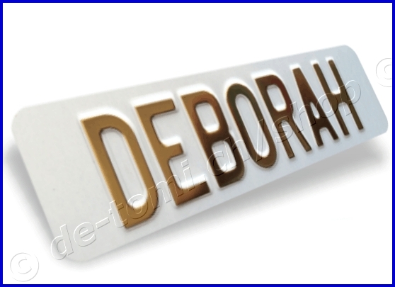 -Plaque avant blanche 80x300 mm "texte couleur or & chrome"